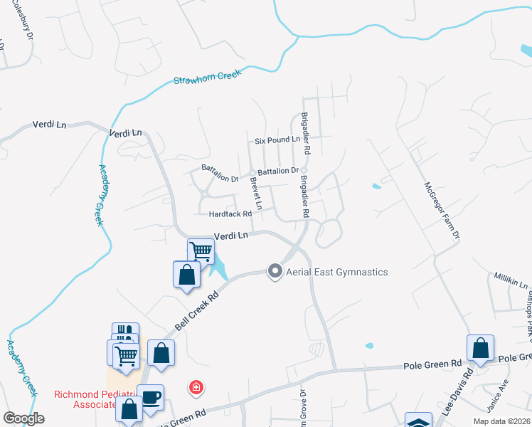 map of restaurants, bars, coffee shops, grocery stores, and more near 7245 Hardtack Road in Mechanicsville
