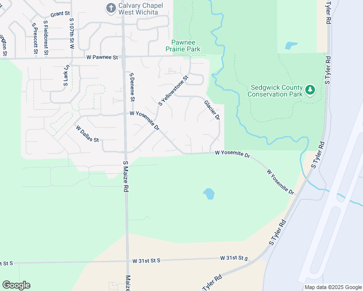 map of restaurants, bars, coffee shops, grocery stores, and more near 2747 South Rainier Court in Wichita