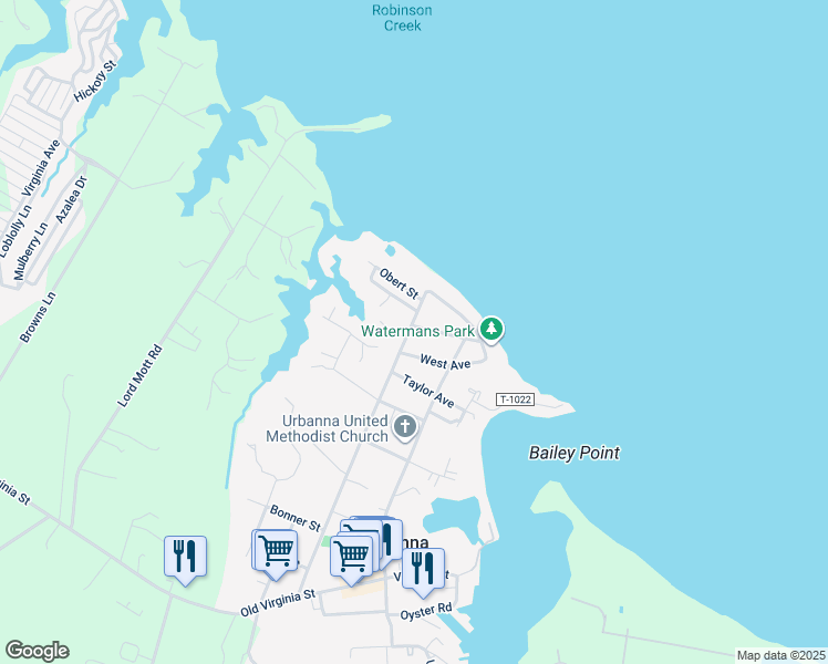map of restaurants, bars, coffee shops, grocery stores, and more near 290 Colorado Avenue in Urbanna