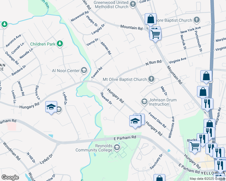 map of restaurants, bars, coffee shops, grocery stores, and more near 1730 Hungary Road in Richmond