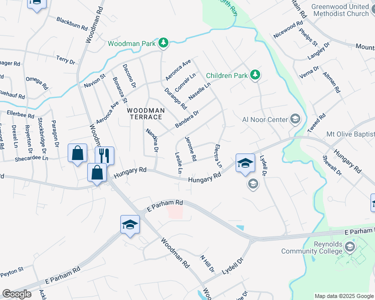 map of restaurants, bars, coffee shops, grocery stores, and more near 9406 Jerome Road in Richmond