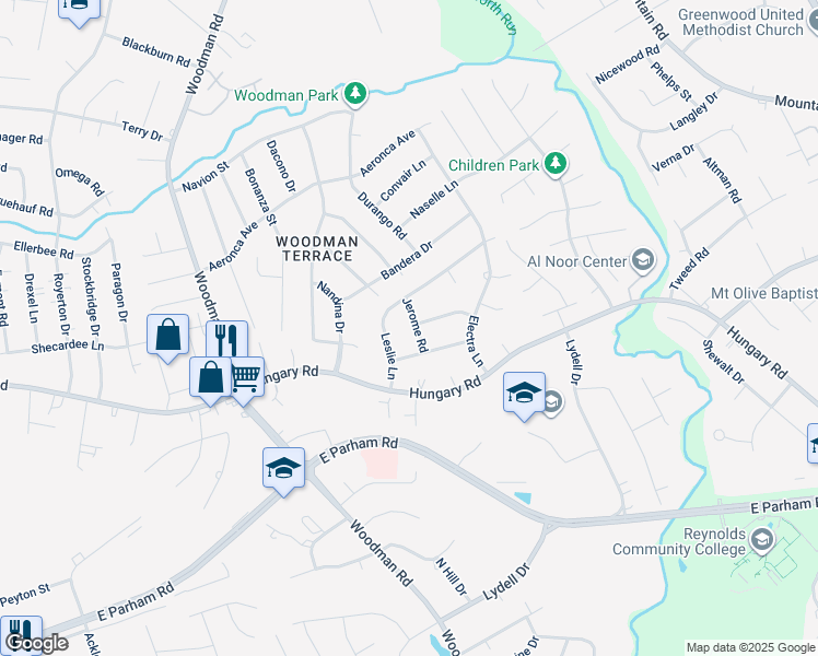 map of restaurants, bars, coffee shops, grocery stores, and more near 9406 Jerome Road in Richmond
