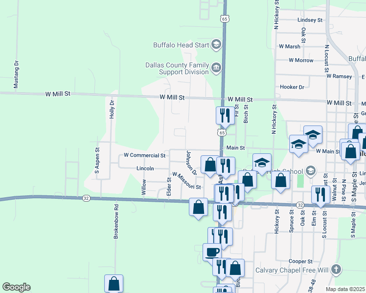 map of restaurants, bars, coffee shops, grocery stores, and more near 1412 Main Street in Buffalo