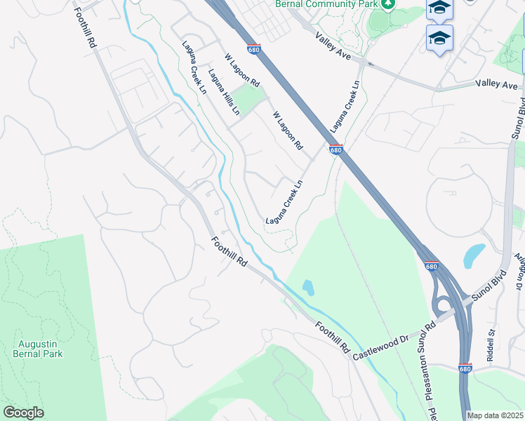 map of restaurants, bars, coffee shops, grocery stores, and more near 1131 Laguna Creek Lane in Pleasanton