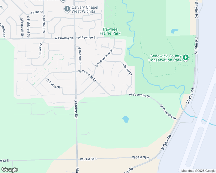 map of restaurants, bars, coffee shops, grocery stores, and more near 2747 South Rainier Court in Wichita