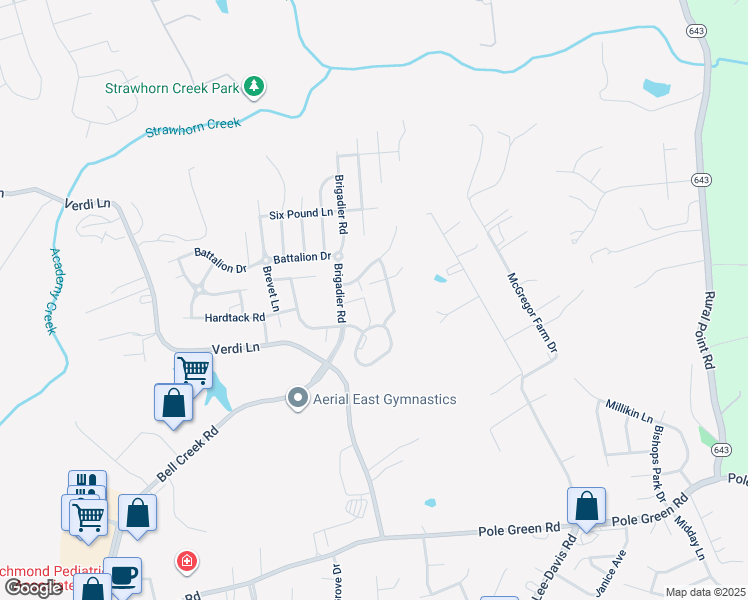 map of restaurants, bars, coffee shops, grocery stores, and more near 7504 Dress Blue Drive in Mechanicsville