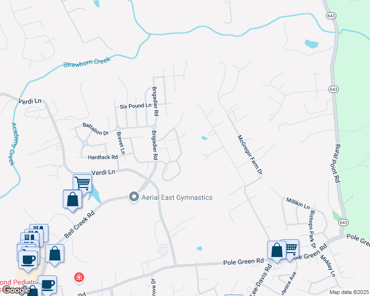 map of restaurants, bars, coffee shops, grocery stores, and more near 7389 Dress Blue Circle in Mechanicsville