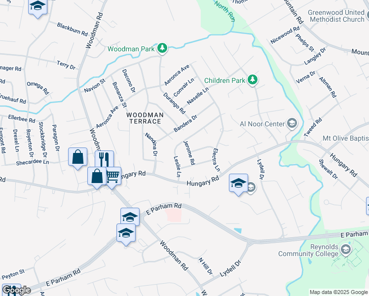 map of restaurants, bars, coffee shops, grocery stores, and more near 9410 Jerome Road in Richmond