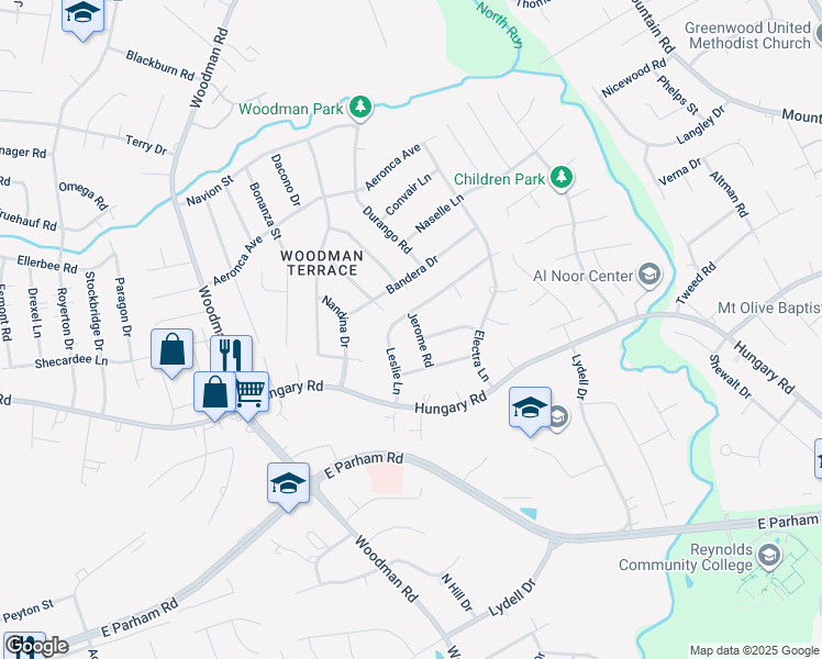 map of restaurants, bars, coffee shops, grocery stores, and more near 9410 Jerome Road in Richmond