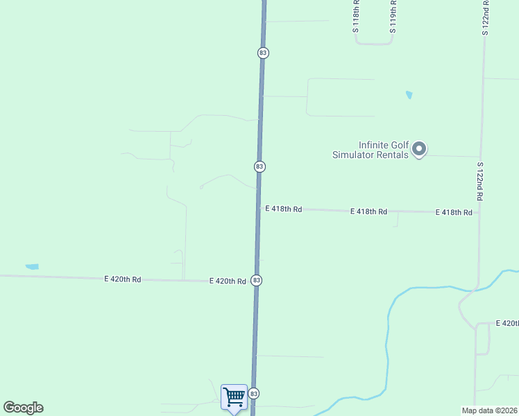 map of restaurants, bars, coffee shops, grocery stores, and more near 1100 East 418th Road in Bolivar