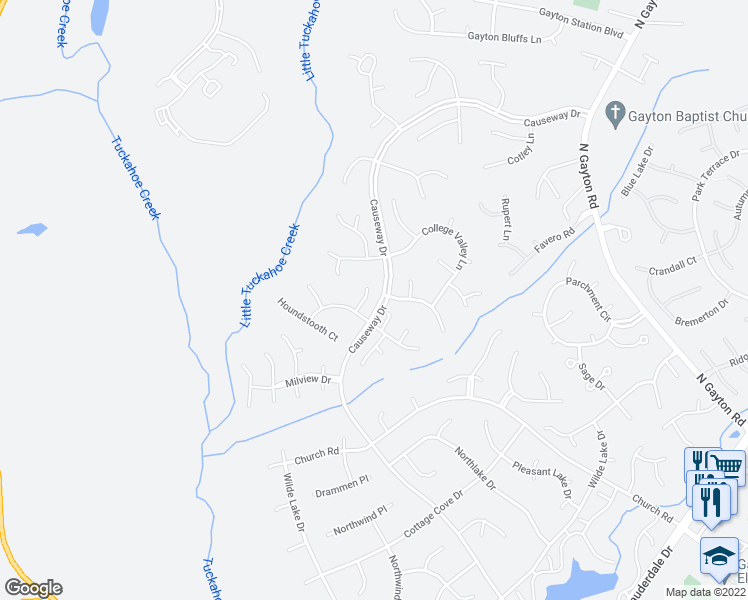 map of restaurants, bars, coffee shops, grocery stores, and more near 3812 English Horn Court in Richmond