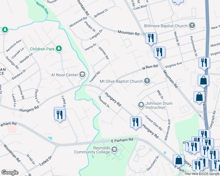 map of restaurants, bars, coffee shops, grocery stores, and more near 9310 North Run Road in Glen Allen