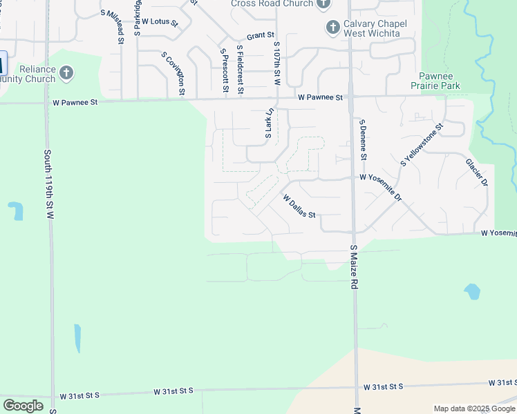 map of restaurants, bars, coffee shops, grocery stores, and more near 10713 West Yosemite Drive in Wichita