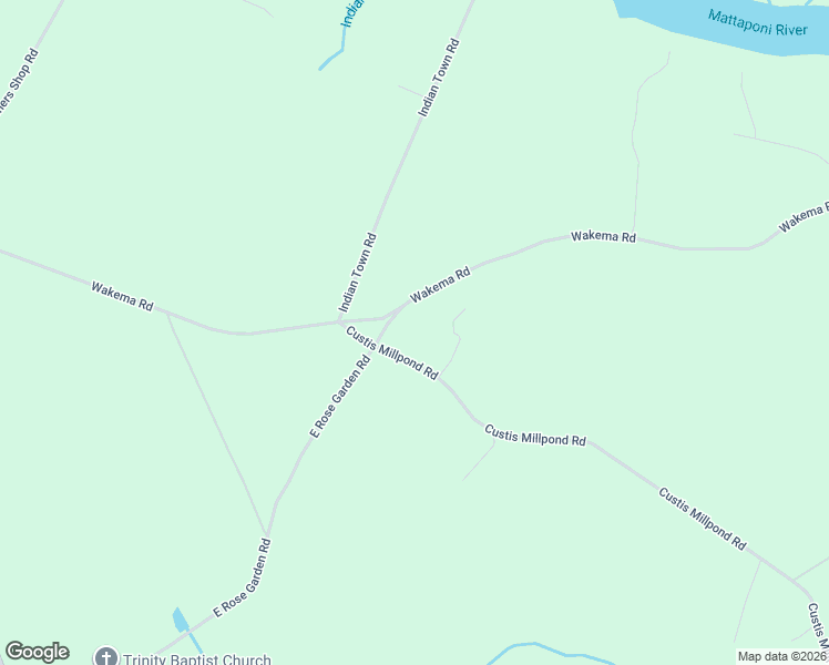 map of restaurants, bars, coffee shops, grocery stores, and more near 5718 Custis Millpond Road in West Point