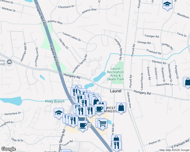 map of restaurants, bars, coffee shops, grocery stores, and more near 9355 Kempton Manor Court in Glen Allen