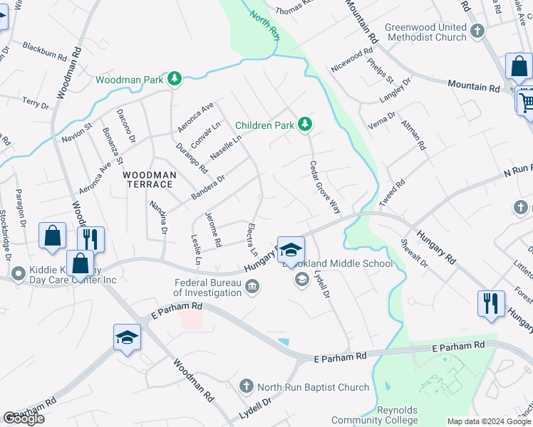 map of restaurants, bars, coffee shops, grocery stores, and more near 9327 Electra Court in Henrico