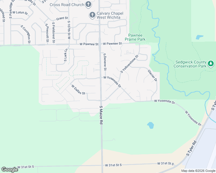 map of restaurants, bars, coffee shops, grocery stores, and more near 2739 South Crestline Court in Wichita