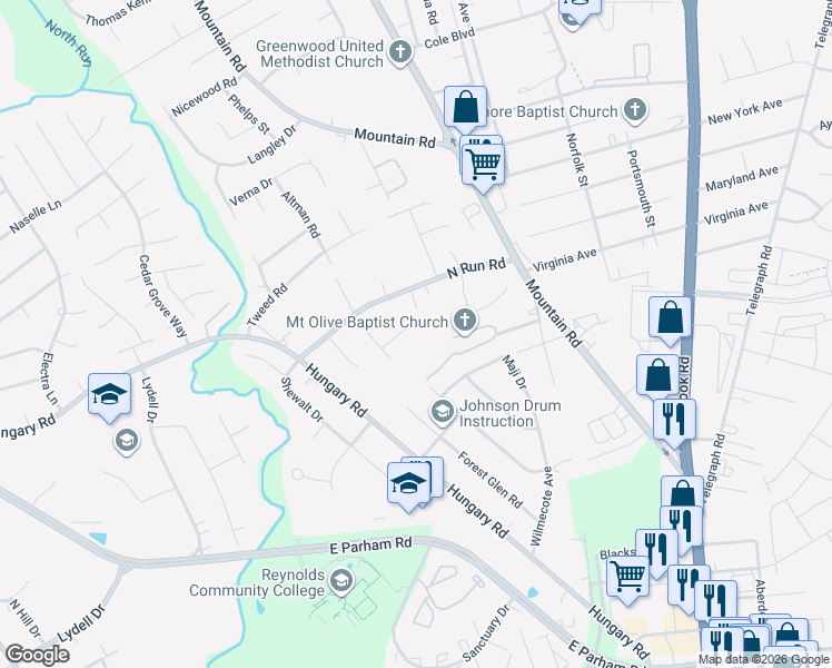 map of restaurants, bars, coffee shops, grocery stores, and more near 9407 Ryan Road in Richmond