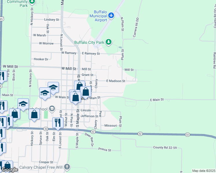 map of restaurants, bars, coffee shops, grocery stores, and more near 510 East Benton in Buffalo
