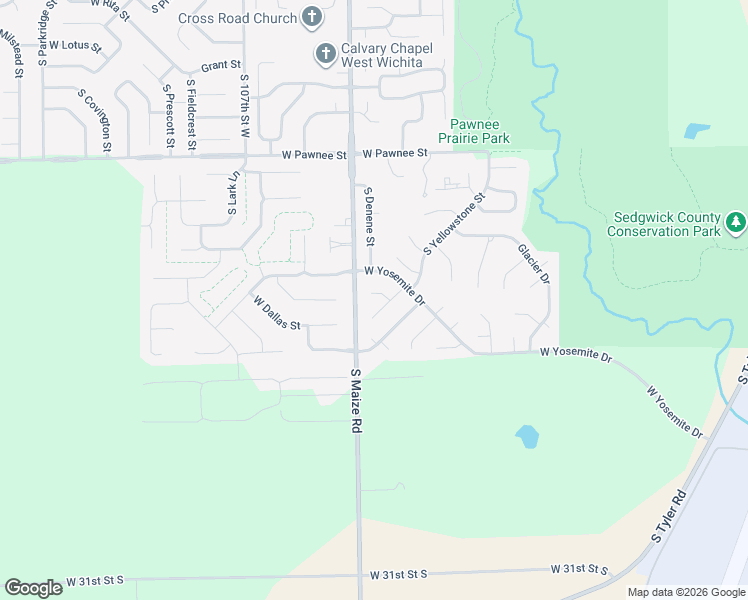 map of restaurants, bars, coffee shops, grocery stores, and more near 2739 South Crestline Court in Wichita