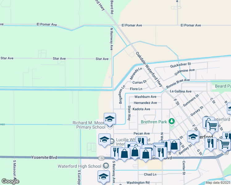 map of restaurants, bars, coffee shops, grocery stores, and more near 542 North Reinway Avenue in Waterford