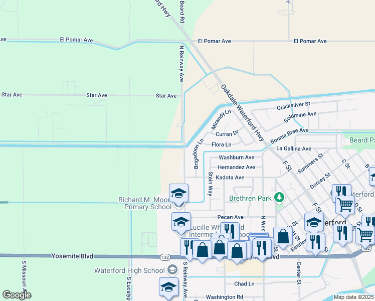 map of restaurants, bars, coffee shops, grocery stores, and more near 542 North Reinway Avenue in Waterford