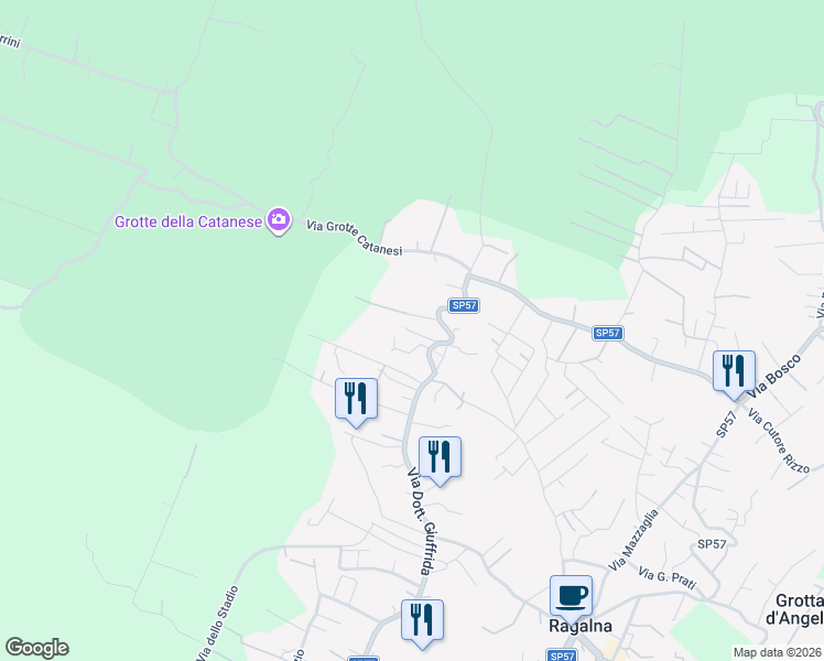 map of restaurants, bars, coffee shops, grocery stores, and more near 10 Vico Calvagna in Ragalna
