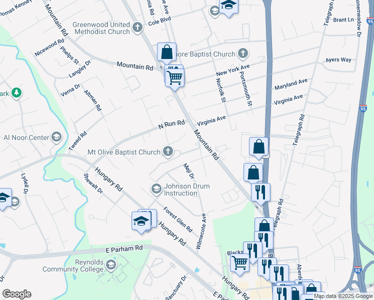 map of restaurants, bars, coffee shops, grocery stores, and more near 8804 Mount Olive Avenue in Glen Allen