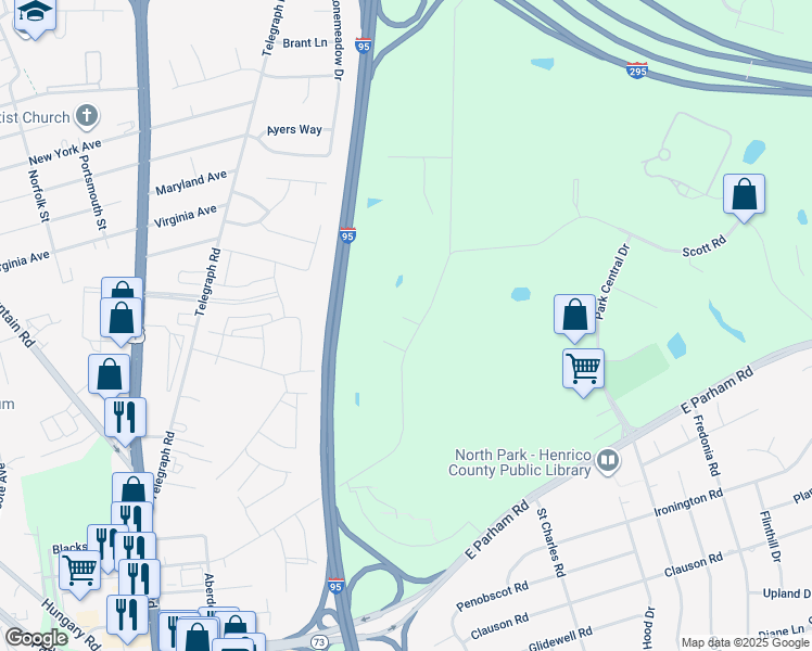 map of restaurants, bars, coffee shops, grocery stores, and more near 684 Scott Road in Richmond