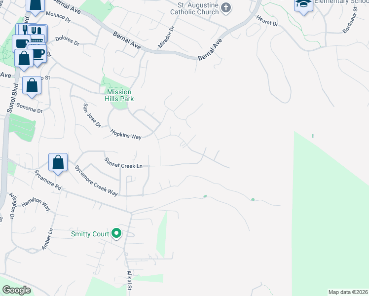 map of restaurants, bars, coffee shops, grocery stores, and more near 1189 Lund Ranch Road in Pleasanton