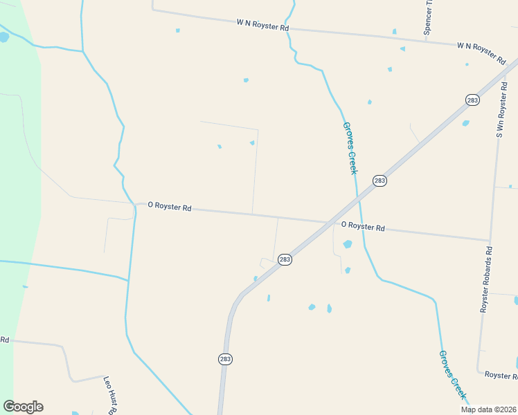 map of restaurants, bars, coffee shops, grocery stores, and more near O Royster Road in Robards