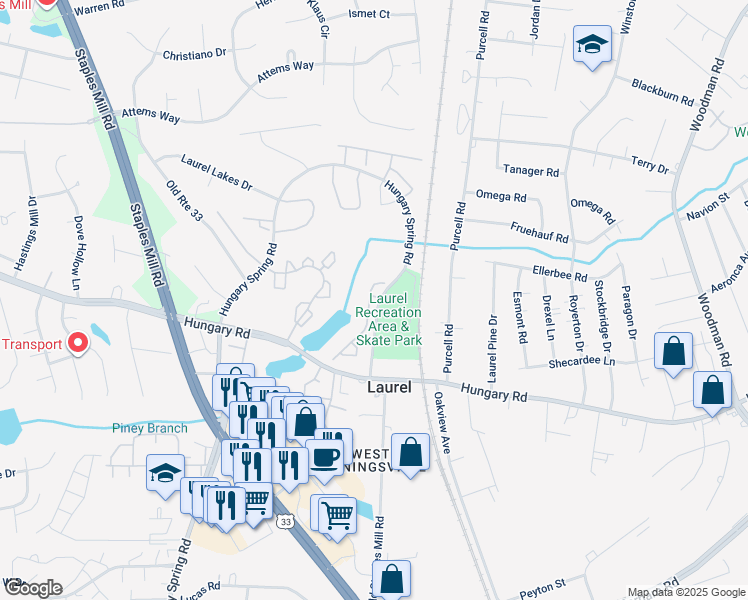 map of restaurants, bars, coffee shops, grocery stores, and more near 10218 Wolfe Manor Court in Glen Allen