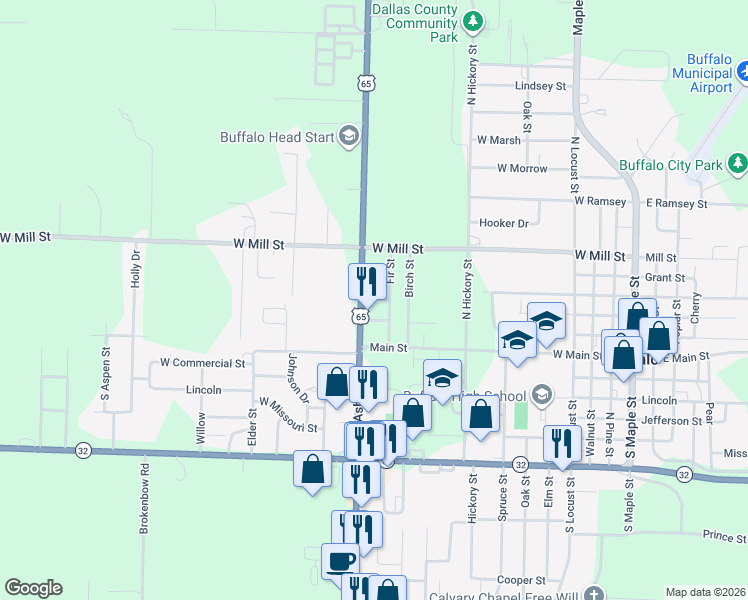 map of restaurants, bars, coffee shops, grocery stores, and more near Madison in Buffalo