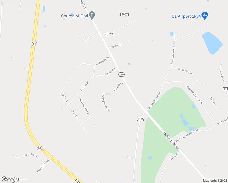 map of restaurants, bars, coffee shops, grocery stores, and more near Hannah Court in Elizabethtown