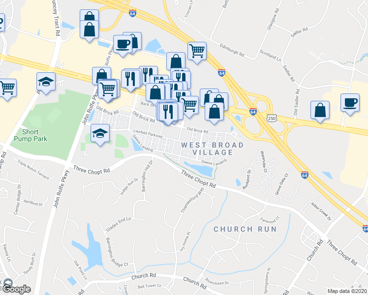 map of restaurants, bars, coffee shops, grocery stores, and more near 3831 Maher Manor in Glen Allen