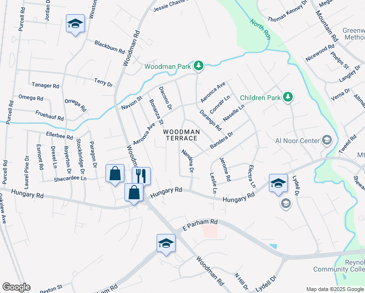 map of restaurants, bars, coffee shops, grocery stores, and more near 9601 Gardenia Drive in Henrico