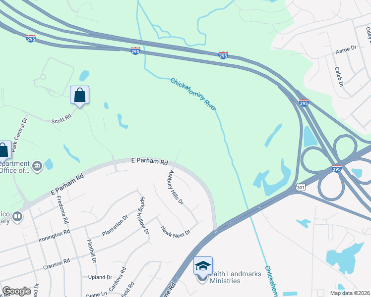map of restaurants, bars, coffee shops, grocery stores, and more near 200 East Parham Road in Richmond