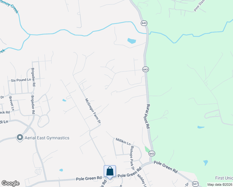 map of restaurants, bars, coffee shops, grocery stores, and more near 6581 Rural Point Road in Mechanicsville
