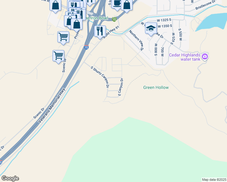 map of restaurants, bars, coffee shops, grocery stores, and more near 1378 West 1775 South in Cedar City