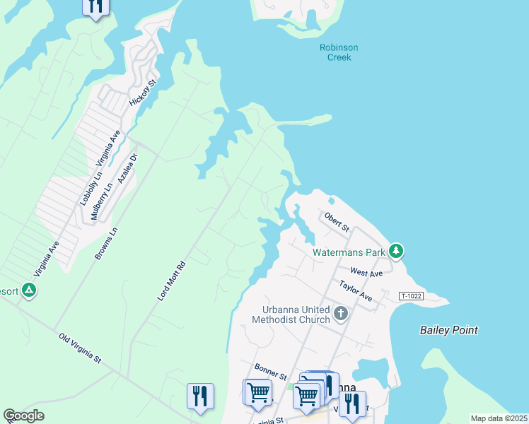 map of restaurants, bars, coffee shops, grocery stores, and more near 98 Hampstead Ave in Urbanna