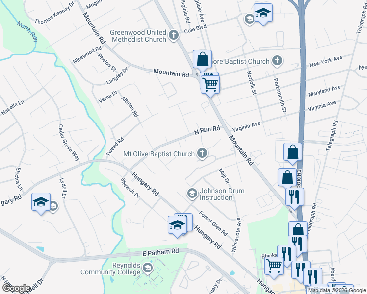 map of restaurants, bars, coffee shops, grocery stores, and more near 9407 Ryan Road in Richmond