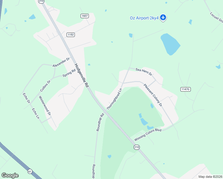 map of restaurants, bars, coffee shops, grocery stores, and more near 58-208 Thoroughbred Lane in Elizabethtown