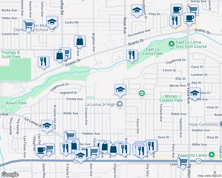 map of restaurants, bars, coffee shops, grocery stores, and more near 1700 Morning Dove Circle in Modesto