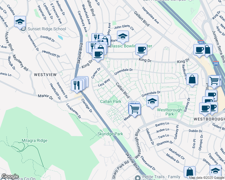 map of restaurants, bars, coffee shops, grocery stores, and more near 3771 Cork Place in South San Francisco