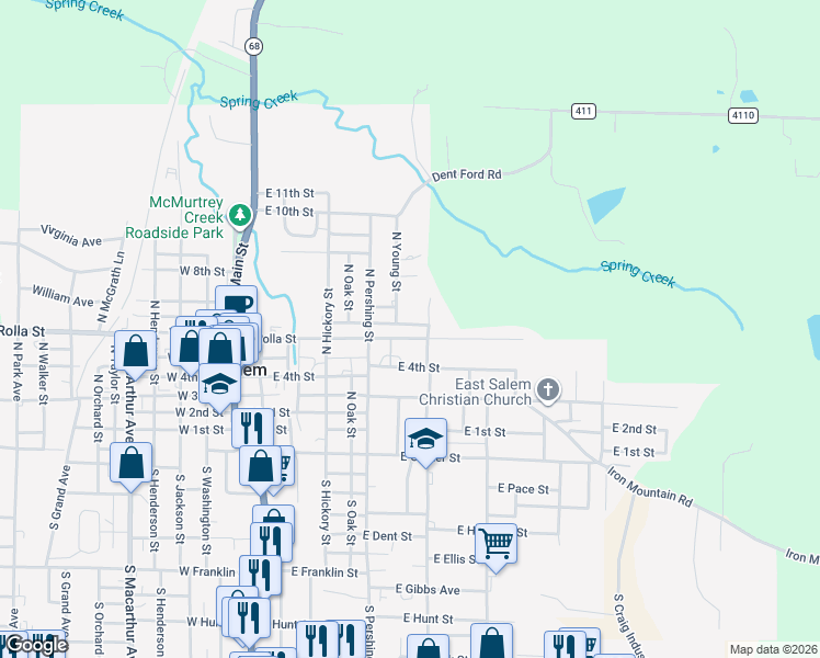 map of restaurants, bars, coffee shops, grocery stores, and more near 703 East 7th Street in Salem