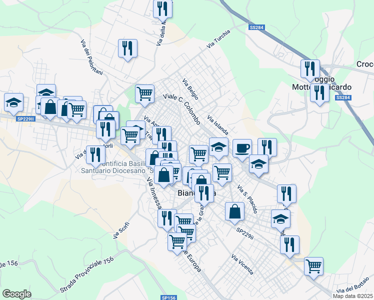 map of restaurants, bars, coffee shops, grocery stores, and more near 1 Via Genova in Biancavilla