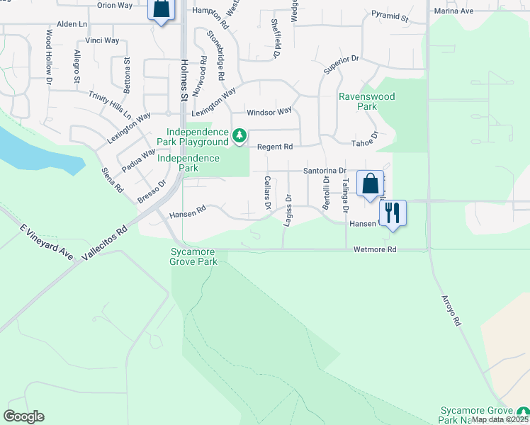 map of restaurants, bars, coffee shops, grocery stores, and more near 1286 Hansen Road in Livermore
