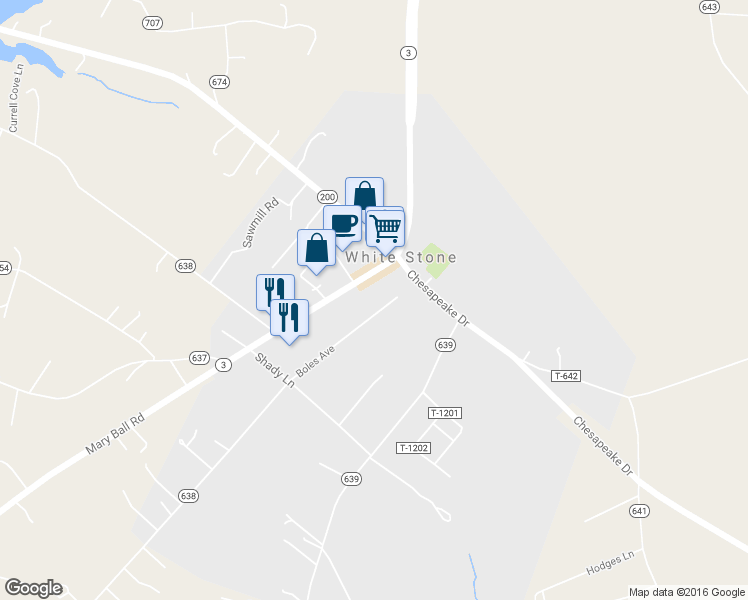 map of restaurants, bars, coffee shops, grocery stores, and more near 281 Boles Avenue in White Stone