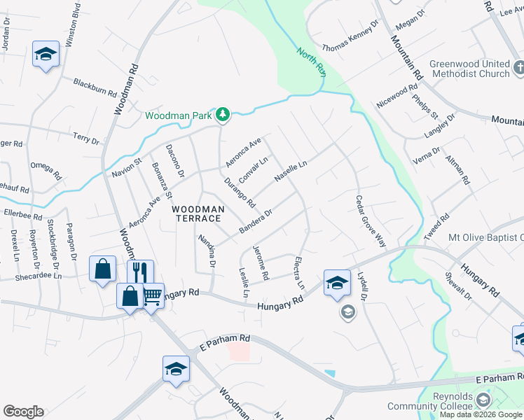 map of restaurants, bars, coffee shops, grocery stores, and more near 1816 Bandera Drive in Richmond