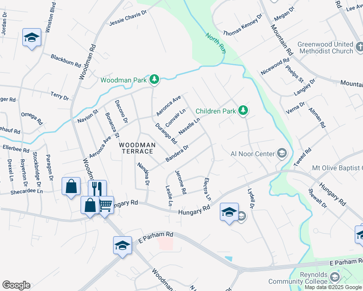 map of restaurants, bars, coffee shops, grocery stores, and more near 1816 Bandera Drive in Richmond